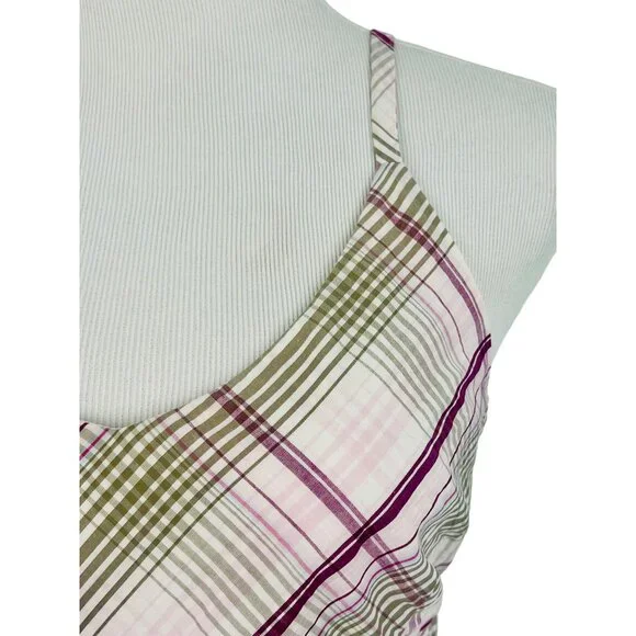 VTG H&M Plaid Crisscross Strap Empire Waist Dress| Y2K Soft Academia Cottagecore - Picture 3 of 16